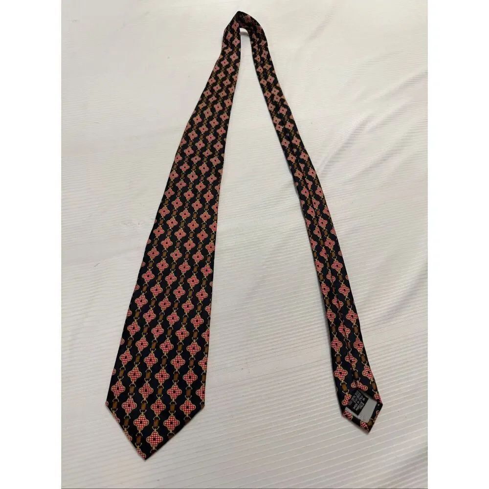 FENDI Navy Blue Equestrian Silk Necktie Tie